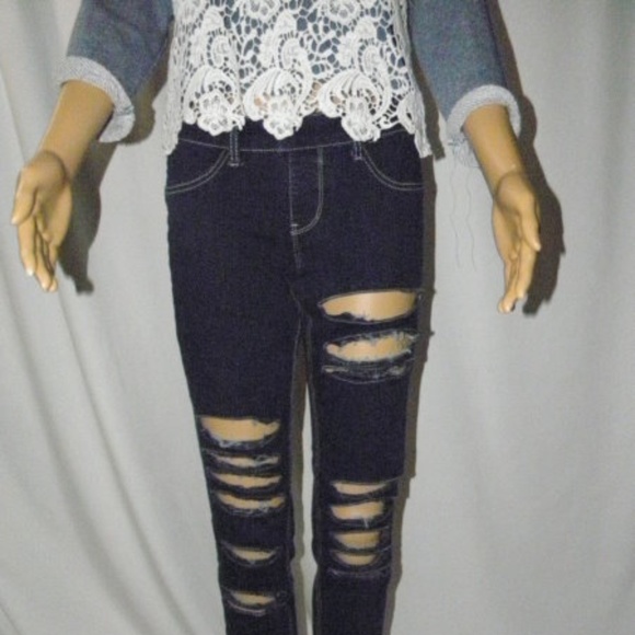 Cute heathered blue cropped Tee Shirt Top - Picture 6 of 6